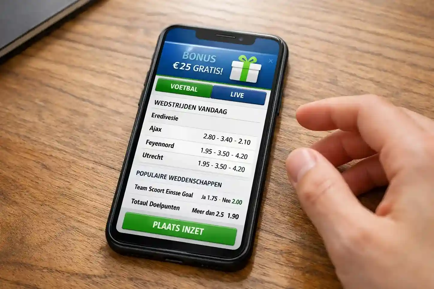 Free bet voucher met voetbal en euro symbool