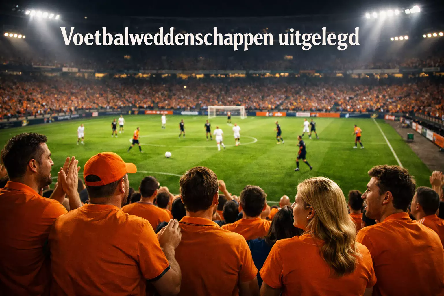 Voetbalstadion met supporters tijdens een wedstrijd