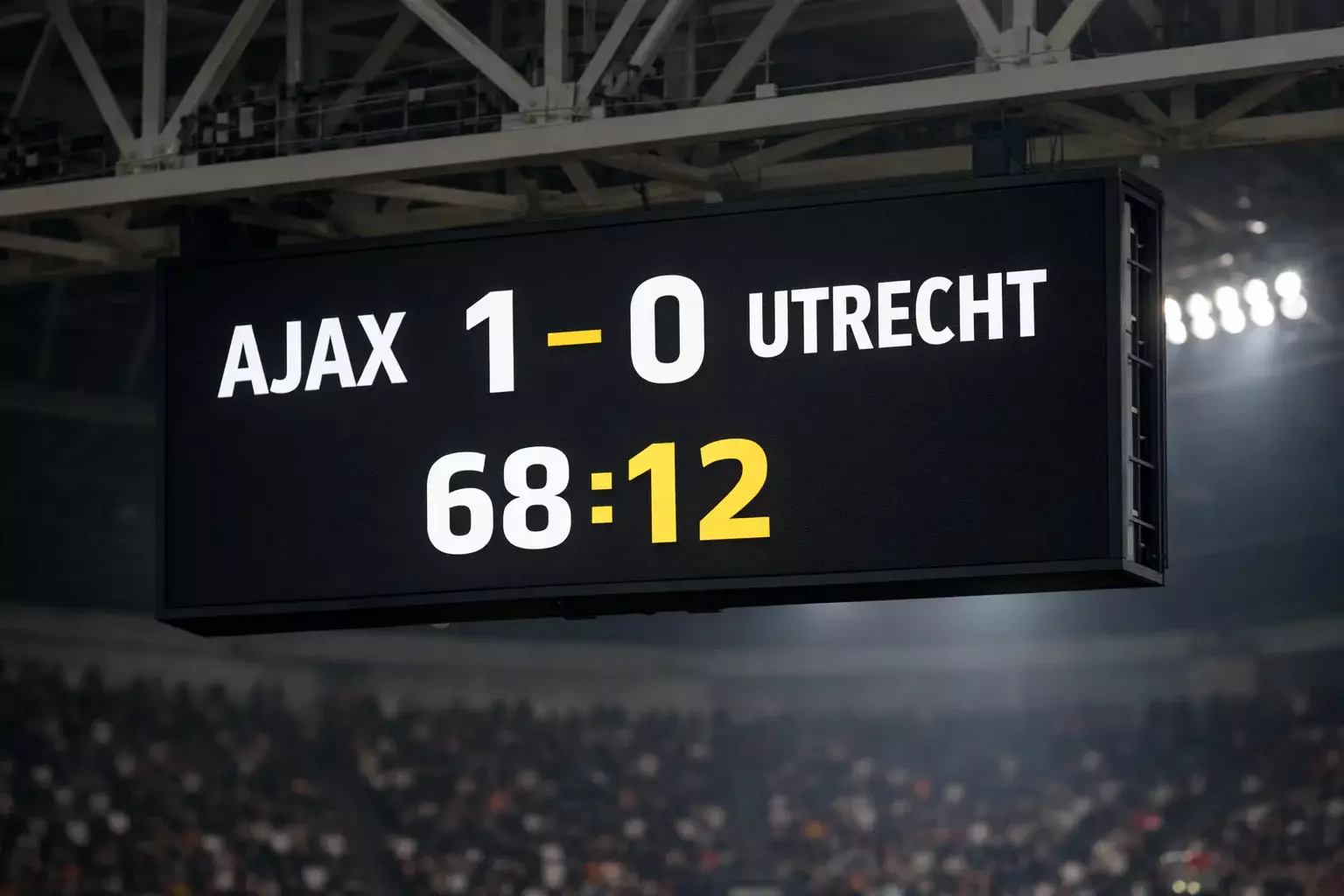 Scorebord met voetbalwedstrijd uitslag 1X2