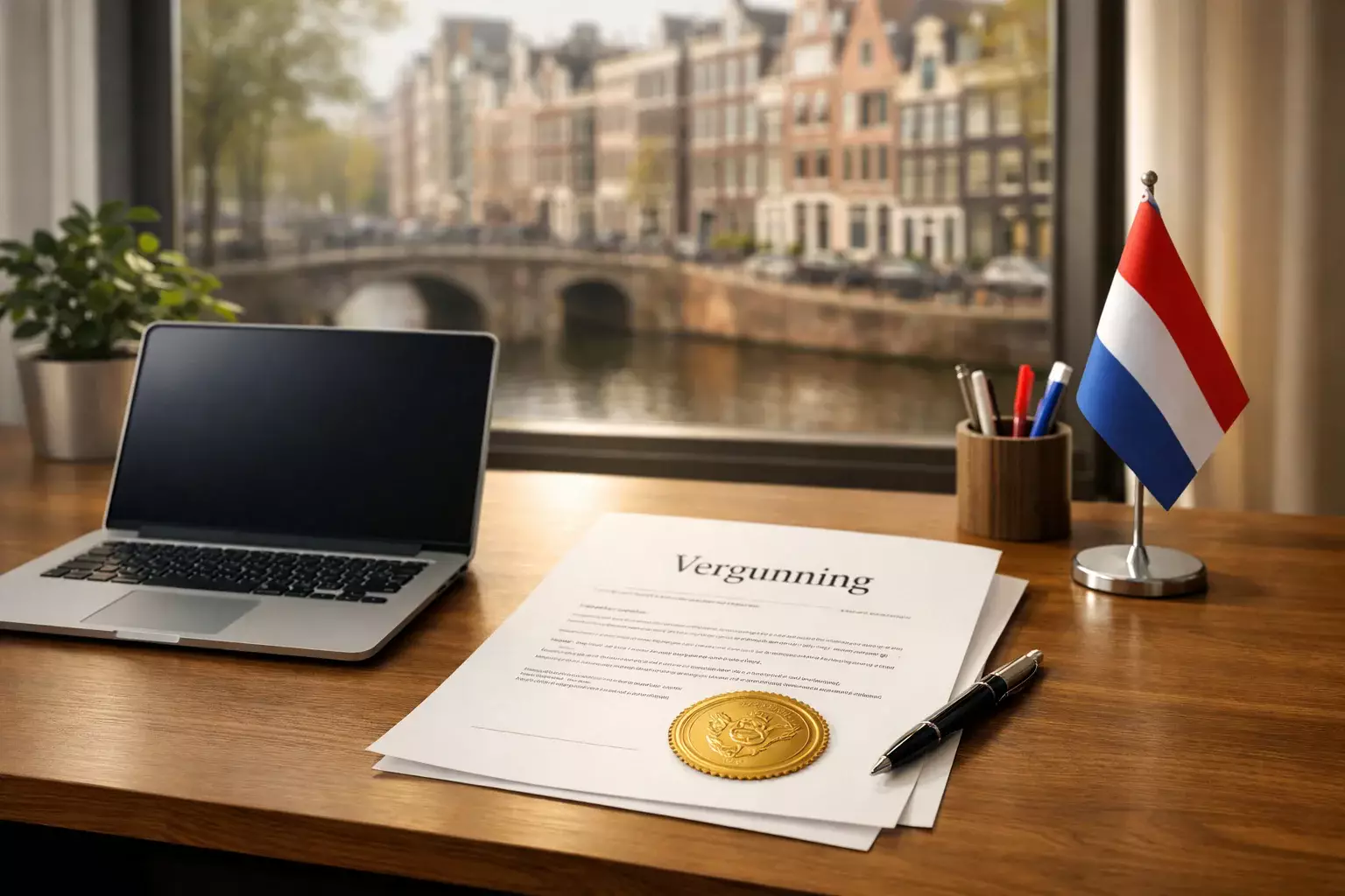 Nederlandse vlag met gokvergunning symbolen