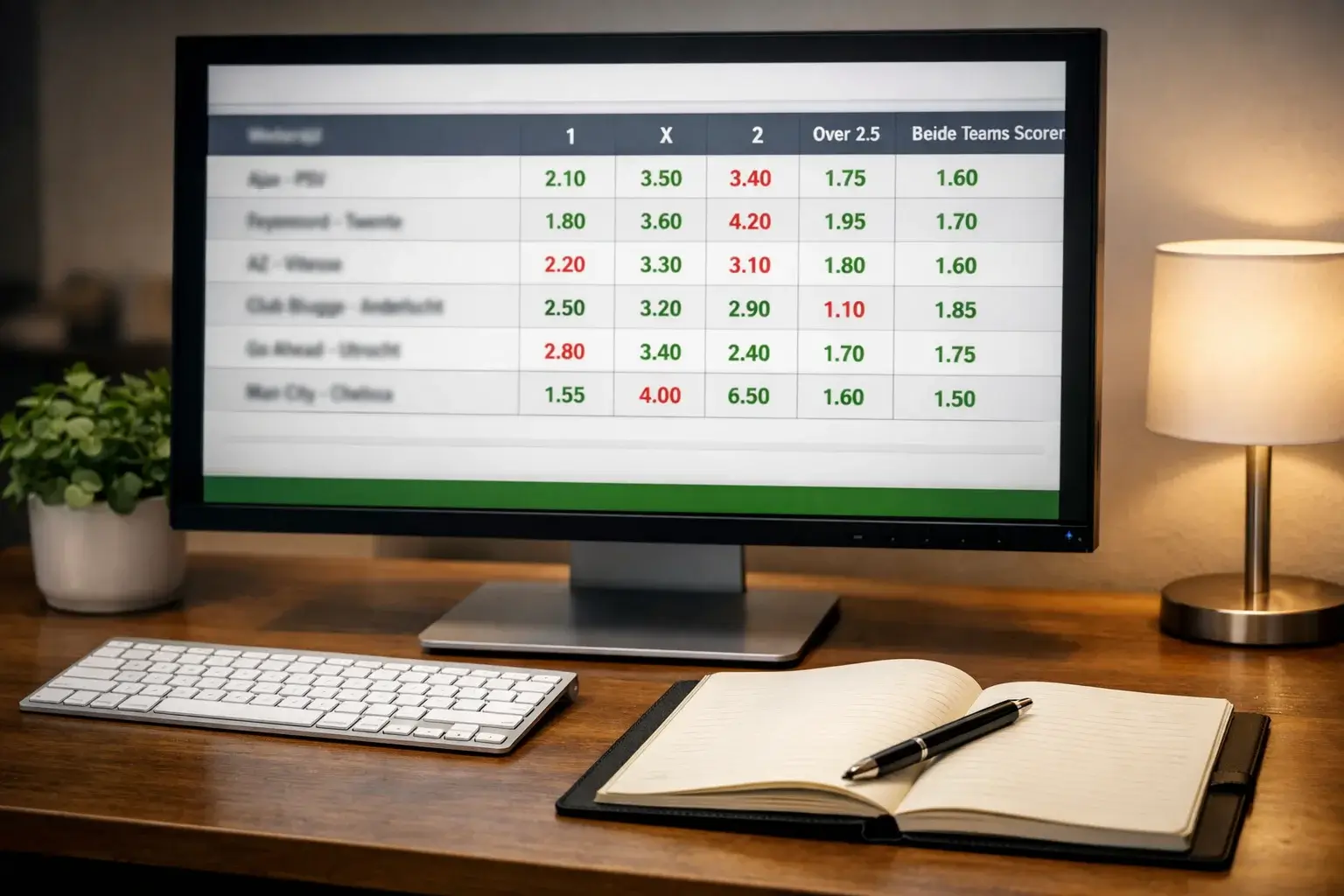 Odds vergelijking tussen bookmakers op computerscherm