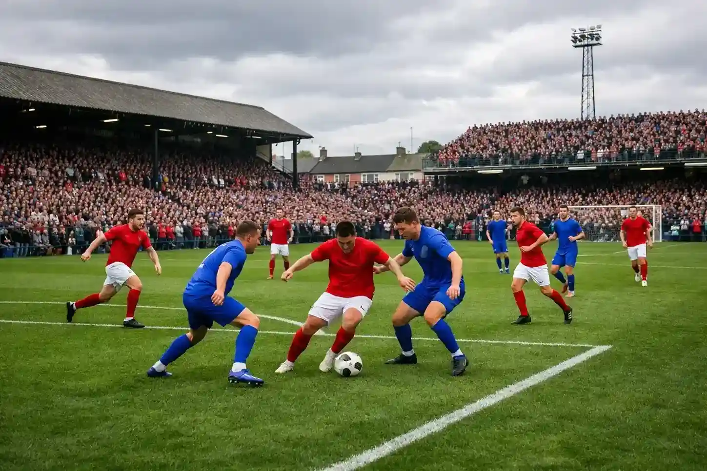 Premier League voetbalwedstrijd in vol Engels stadion