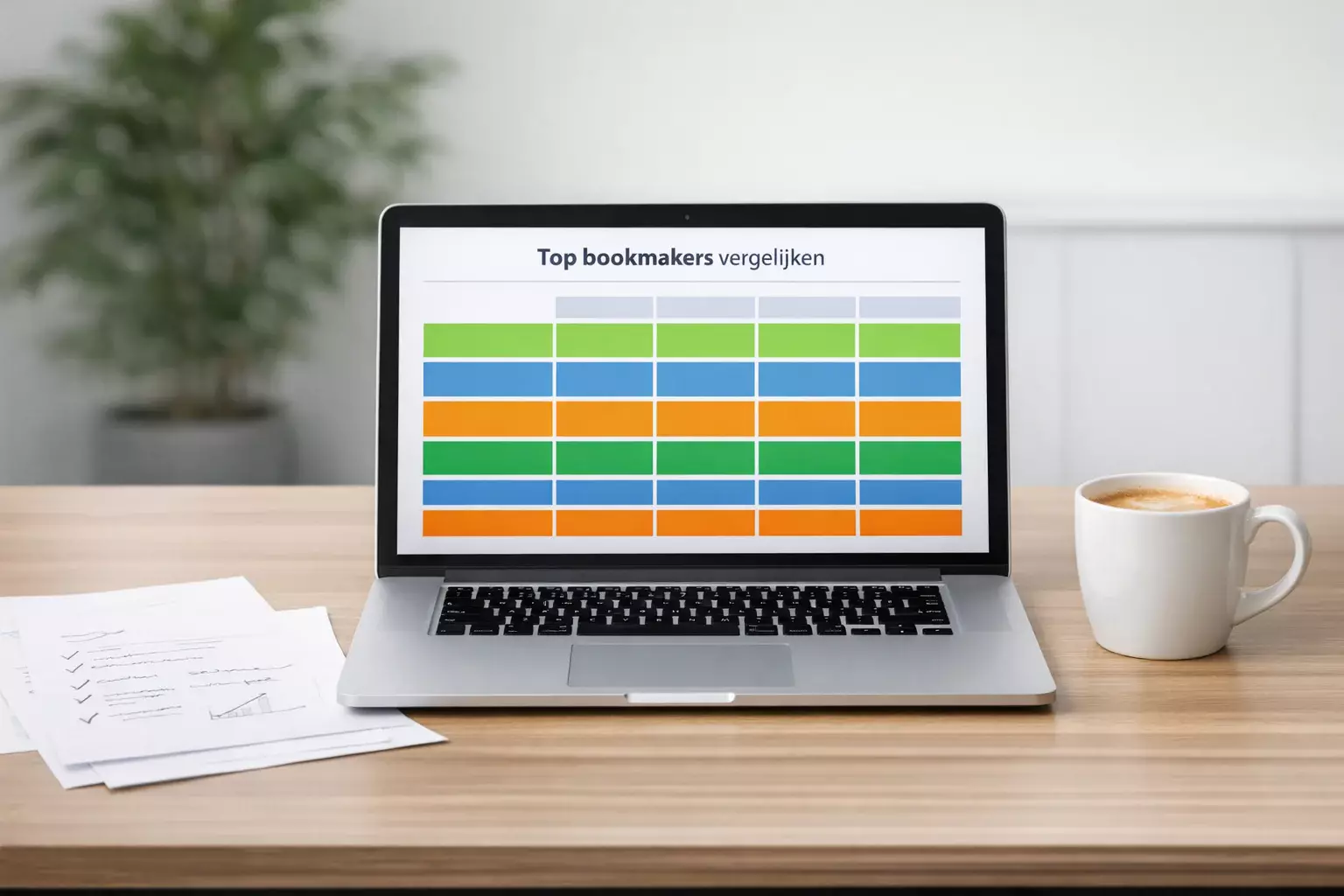 Laptop met vergelijkingstabel van bookmakers