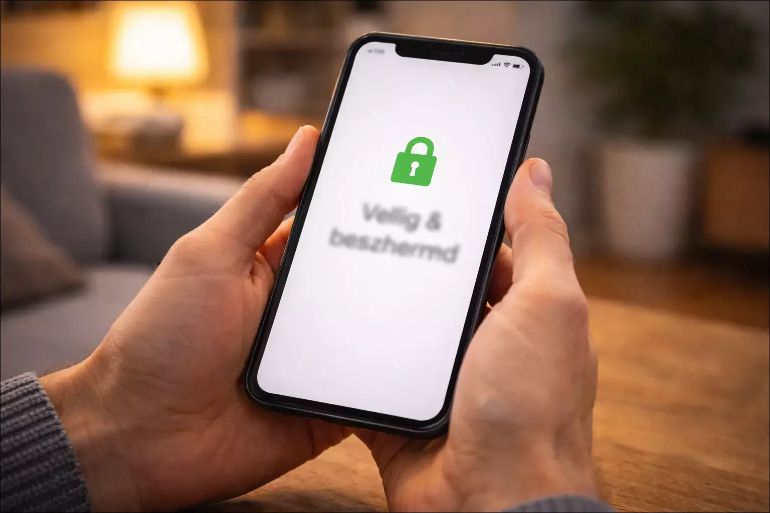 Beveiligde betaling op smartphone met slot icoon
