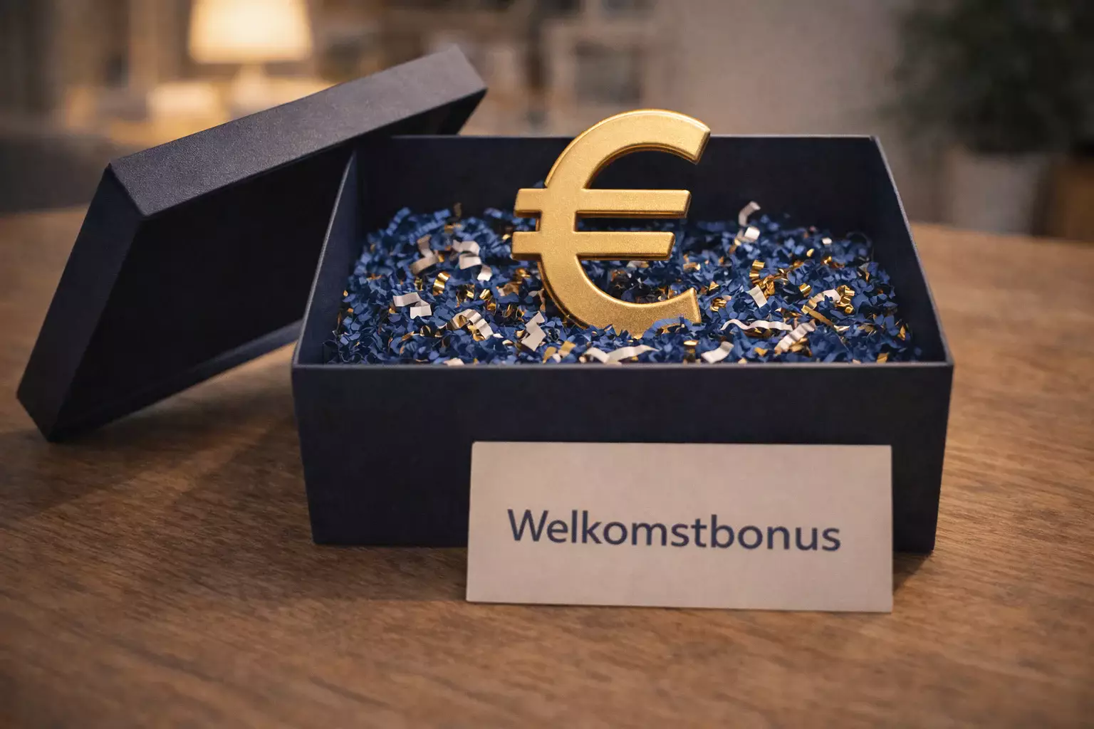 Geschenkdoos met € symbool voor bonus concept